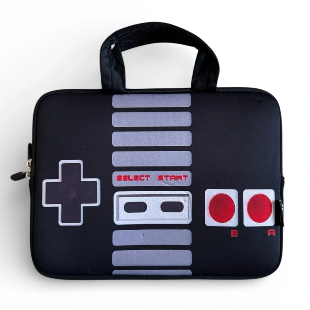 Retro Game Controller Laptop Sleeve iPad Case Travel Tech Black Gray